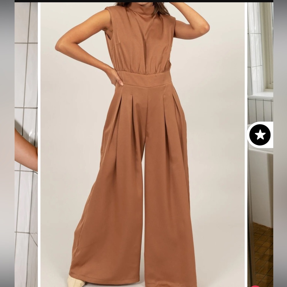 HYFVE Warm Brown Wide Leg Jumpsuit
